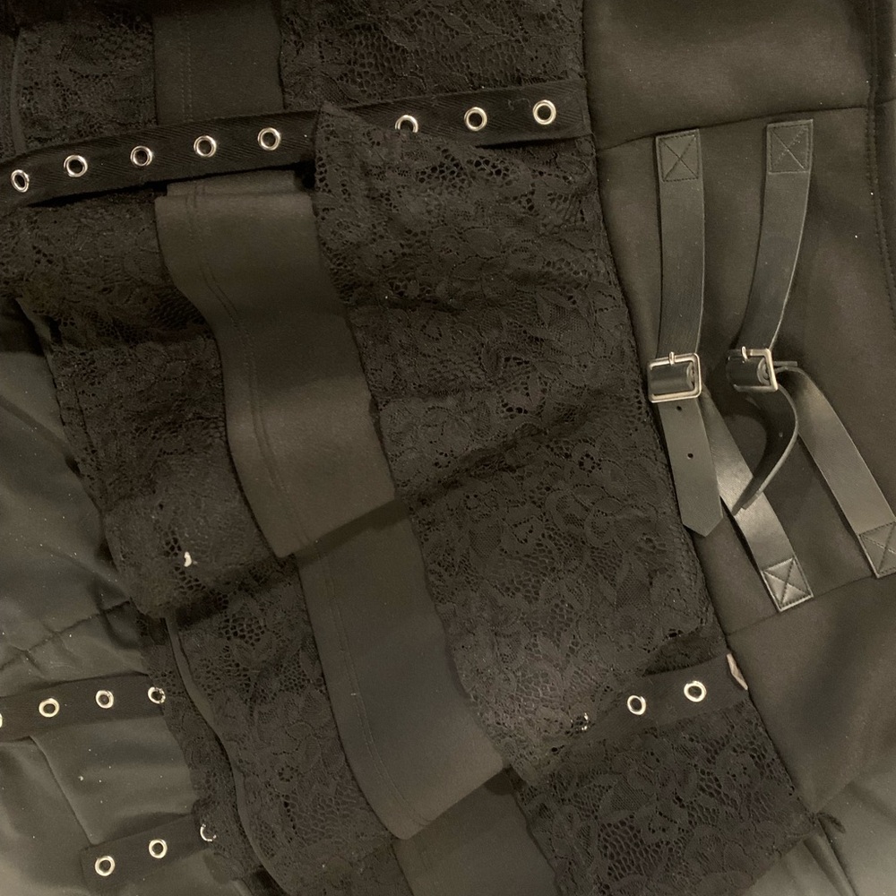 Hot Topic Black Lace Corset with Buckle Straps